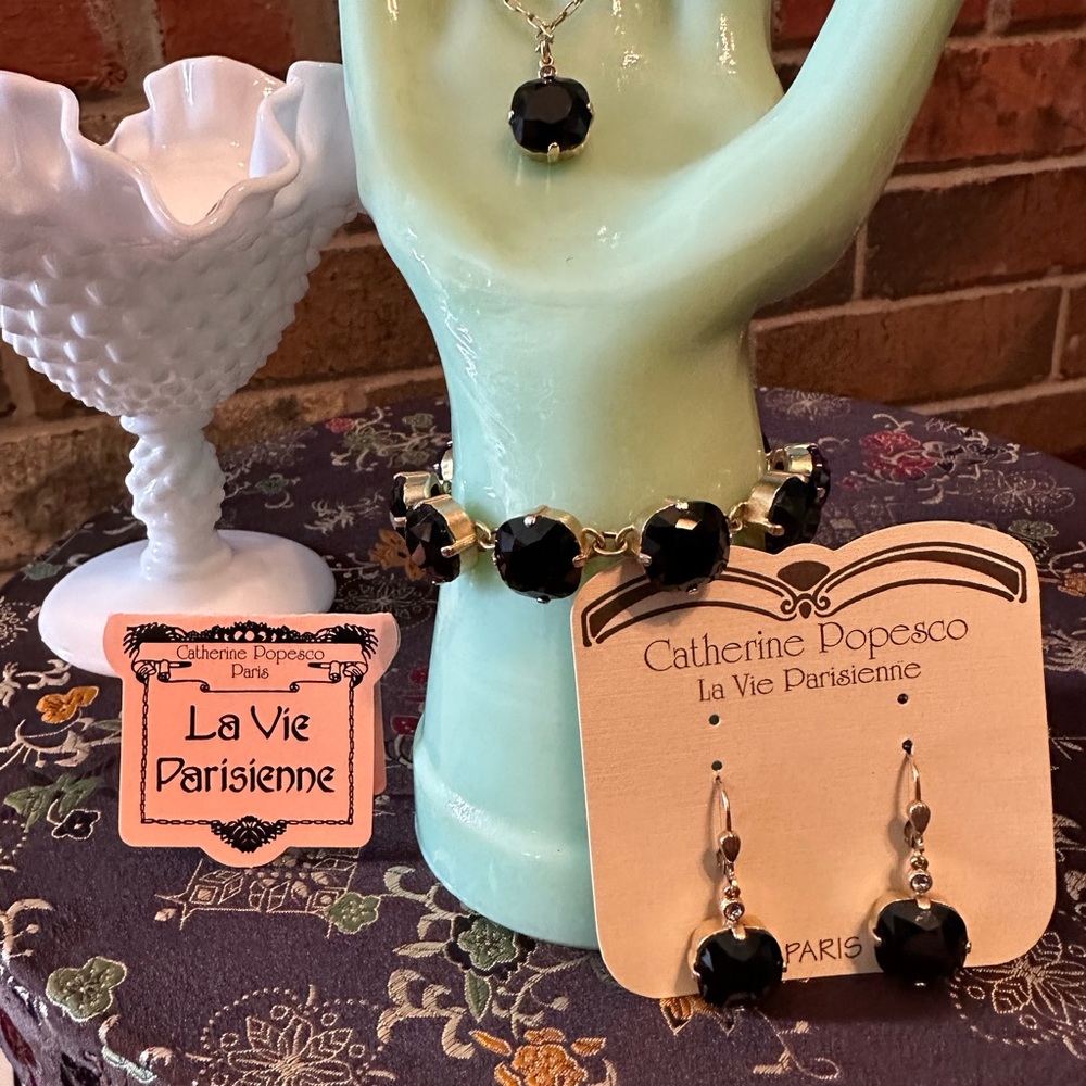 Catherine Popesco 3 piece black and gold plated